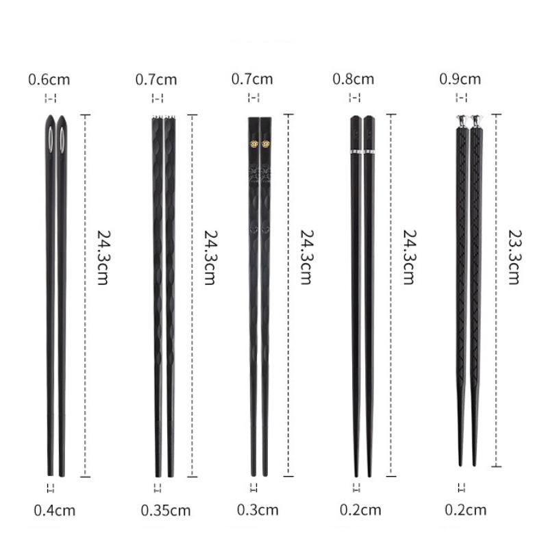 5 пар семейных палочек для повседневного использования, набор палочек для еды в китайском стиле, роскошные черные палочки для еды из сплава, нескользящие палочки для еды, бытовые столовые приборы