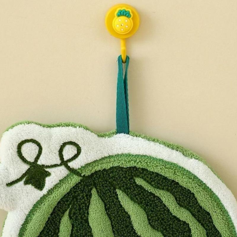 Fruit Hand Towel Kitchen Absorbent Cleaning Cloth Hanging Quick Drying Coral Fleece Rag Bathroom Flower Hand Cloth Home Supplies