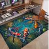 Koi Fish Theme Soft Crystal Velvet Rug Custom Name & Text Print Non Slip Floor Rug for Bedroom Living Room