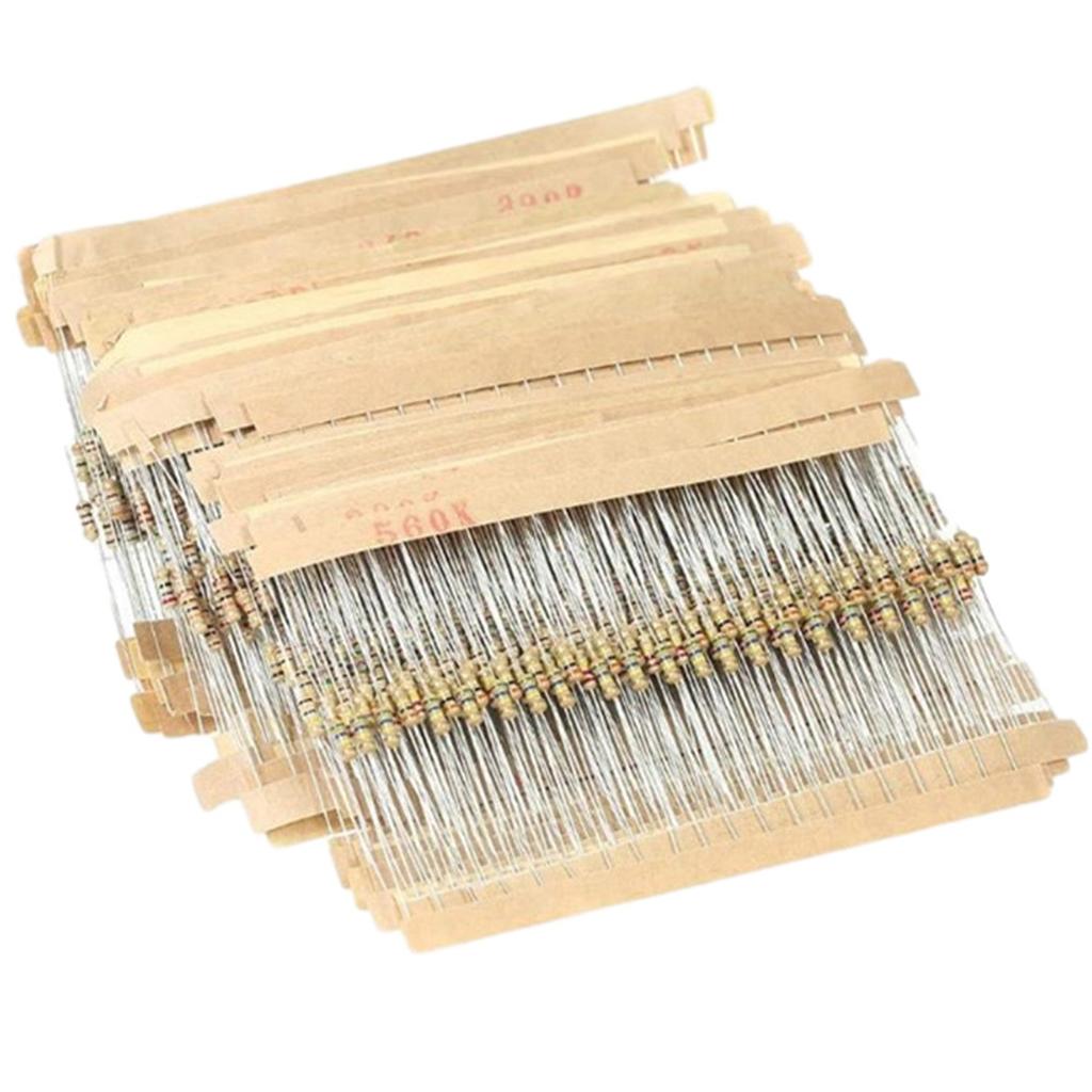 1500pcs 1/4W Carbon Resister 5percent 1R~10M Plug-in Resistance Elements Package Carbon Film Resistors