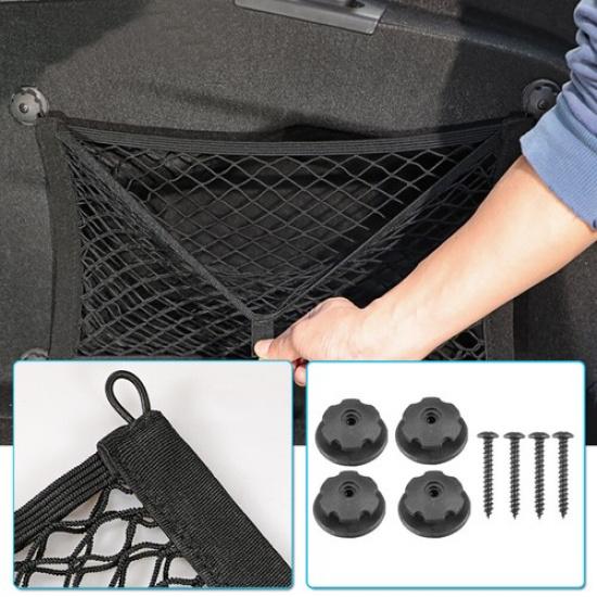 Car Trunk Storage Net Elastic Mesh Cargo Pocket Bag Organizer Black For 25*35cm