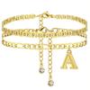 Stainless Steel Initial Anklet Set For Women 26 Letter Gold Color Chain On Foot Summer Ankle Bracelet Jewelry Accessories