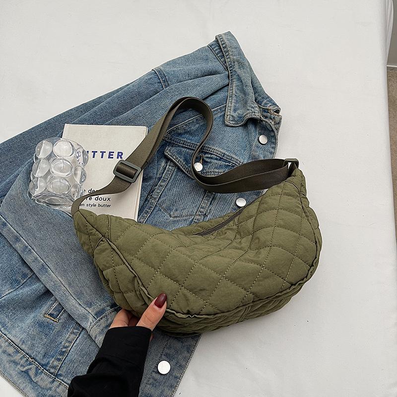 Женская сумка через плечо большой емкости, ромбовидная сумка через плечо, однотонная сумка-хобо