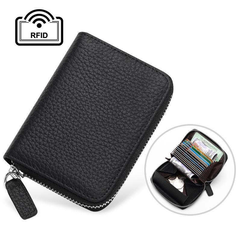 Rfid Card Holder 100% Genuine Leather Business Card Wallet Organ Card Bag Female Bag Japanese