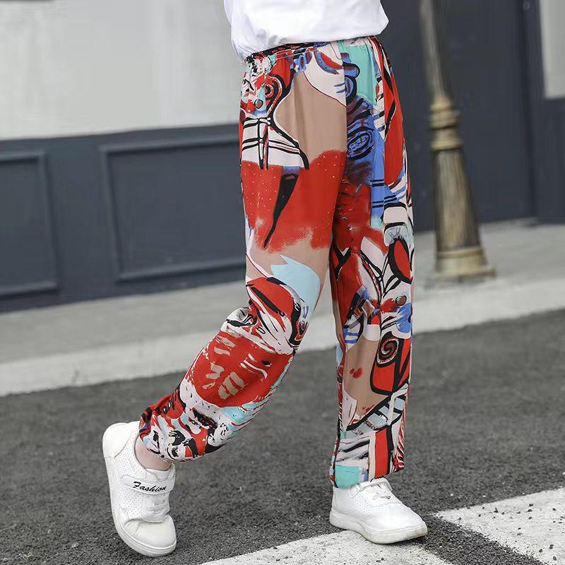 MAITA Kids Pants Spring Boho Printed High Waist Casual Lantern Trousers Joggers Child Fitness Sweatpants