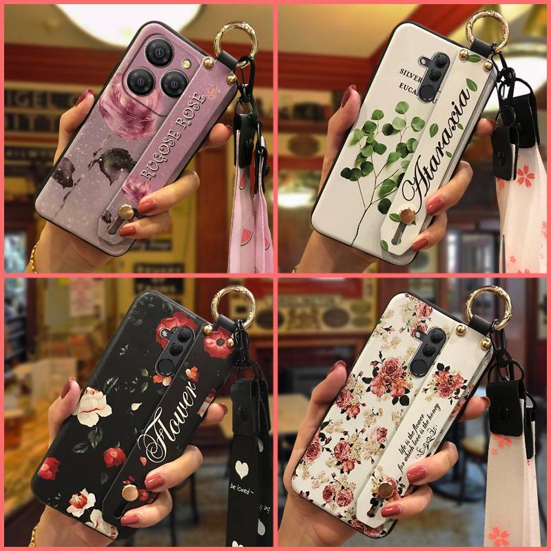 Anti-dust Soft Case Phone Case For Blackview Shark9 5G Wrist Strap Shockproof Durable Waterproof Flower Kickstand Ring