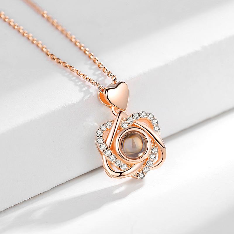 Six Point Star Projection Necklace for Female Japanese and Korean Simple Students, Mori Series Double Heart Customized Pendant Clavicle Chain
