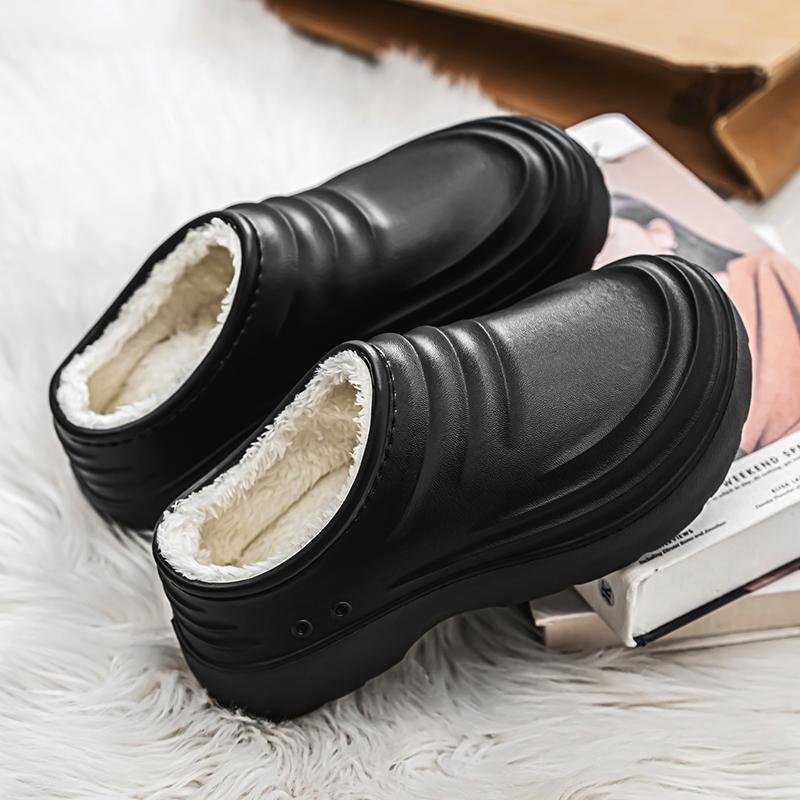 Зимние мужские тапочки Plus Velvet Теплые Водонепроницаемые Легкие Кухонные Туфли Шеф-Повара Износостойкие Рабочие Тапочки Домашние Мужские Мягкая Подошва