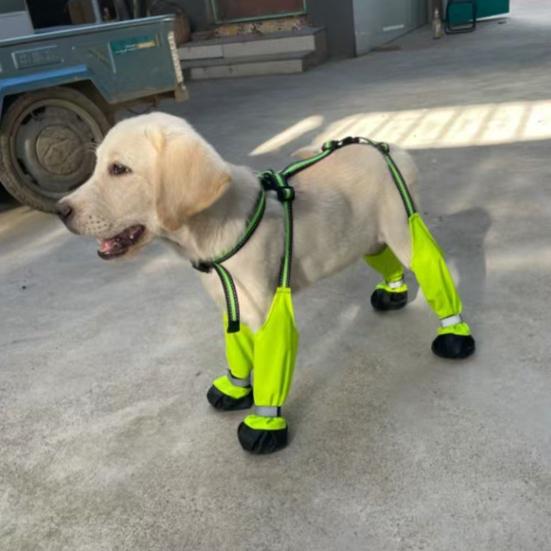 Dog Suspender Booties Anti-Slip Dog Paw Protector Waterproof Boot Leggings Adjustable Dog Suspender Shoes for Winter Snow Rain Hiking