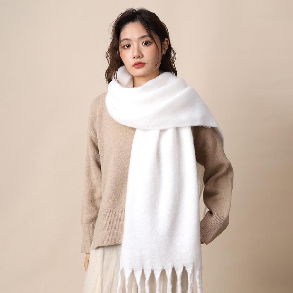 Mohair Winter Cashmere Scarves Tassel Long Shawl Classic Winter Wool Scarf Student