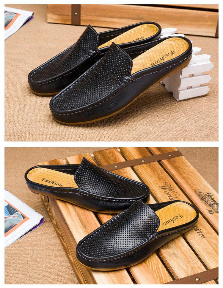Men's Genuine Leather Closed-Toe Sandals - Breathable Summer Thong Shoes