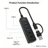 USB-концентратор 6 в 1 USB 3.0 Сетевой фильтр USB Высокоскоростной разветвитель 6 портов 5 Гбит/с Концентратор Адаптер питания Множественный расширитель Концентратор с портами Type C / слотом для карт TF и SD
