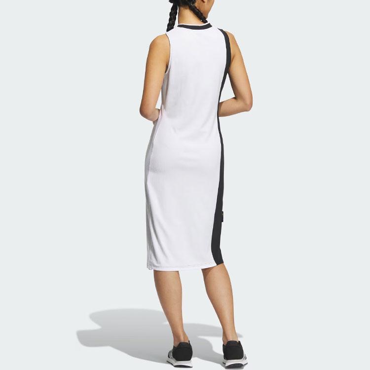 Adidas X Shuting Qiu с цветочной вышивкой и цветными блоками, облегающее прямое платье миди, женские платья без рукавов, черный, белый цвет IM8442
