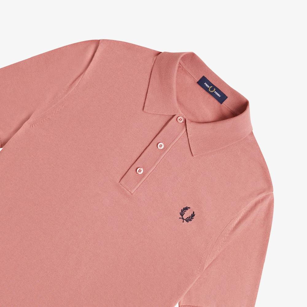 Fred Perry [Острая] Хлопковая вязаная рубашка с коротким рукавом - Пыльно-розовый Afpm2519725-X90