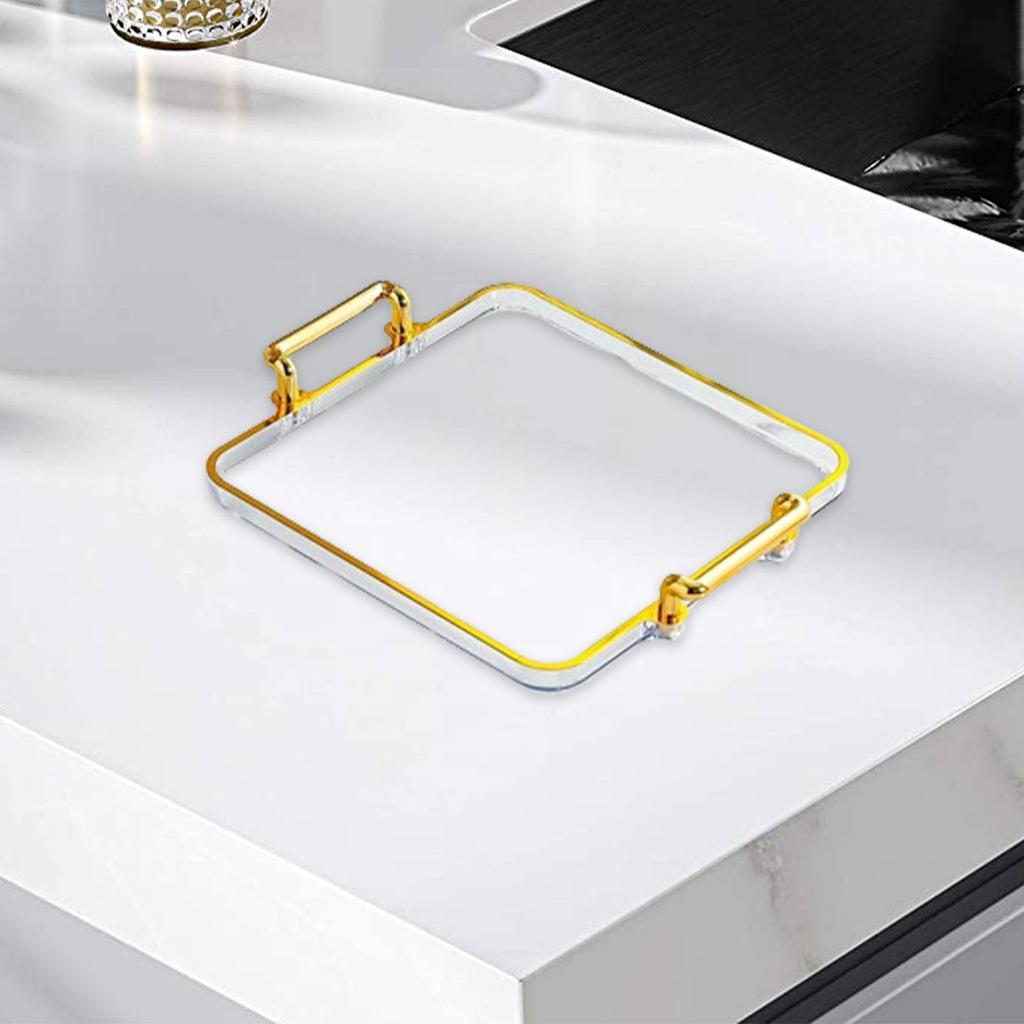 Serving Tray with Handles Rectangle Serving Platter Tea Fruit Storage Tray for Living Room Bathroom Kitchen Entertaining Decor
