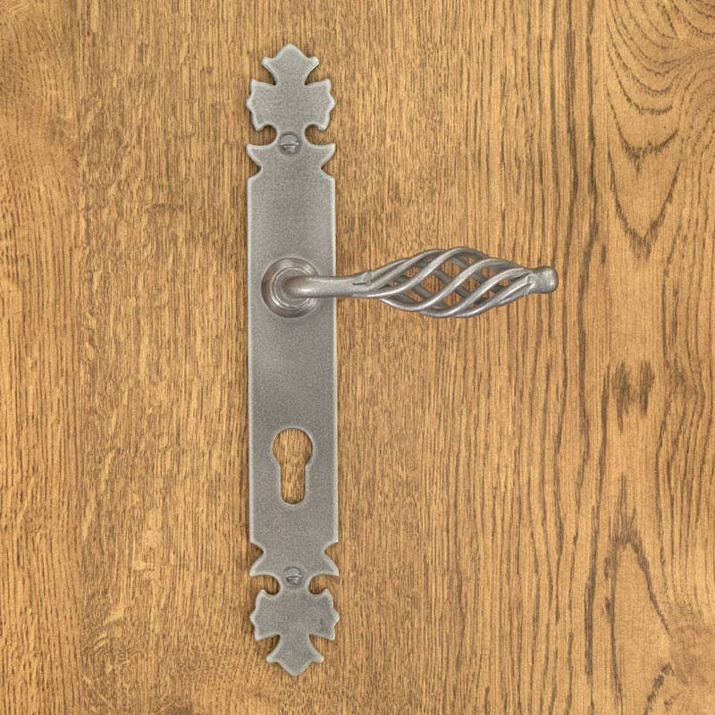 LAGOS door handle with plate for 72mm insert, STEEL