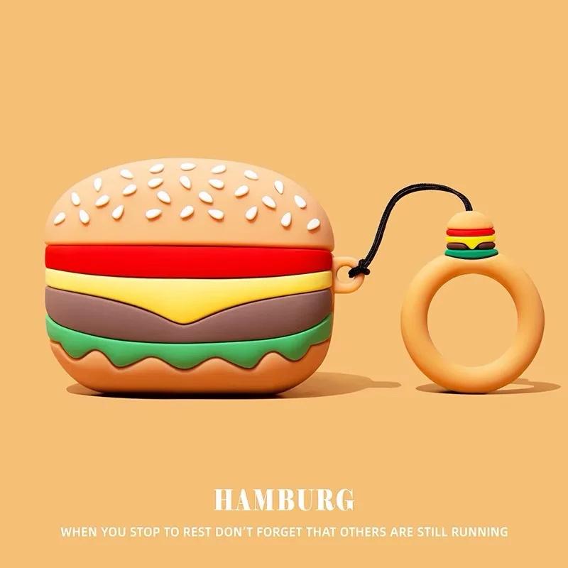 Чехол для наушников Cute Bear Hamburger для AirPods 4 Cover 2024, чехол для беспроводных наушников из силикона для AirPods Pro 2, зарядное устройство