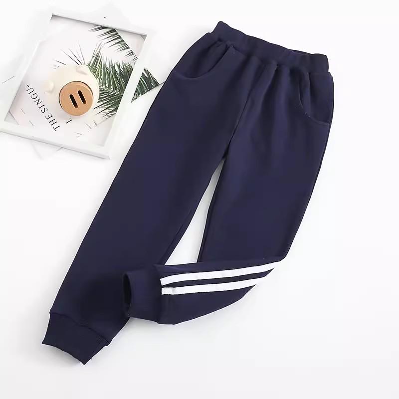 Хлопковые спортивные штаны для мальчиков на весну и осень - Повседневные длинные брюки для детей, в стиле школьной формы.
