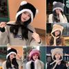 Windproof Beanies Cap Bear Ear Ear Protection Hat Casual Pompoms Hat for Women Girls