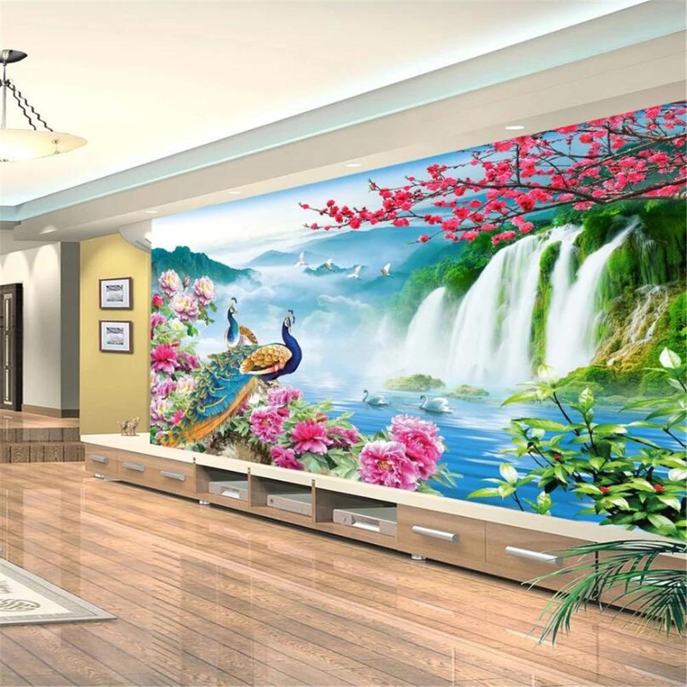 Wallpaper 3d Wonderland Peacock Landscape Painting Living Room Bedroom Hotel TV Background Wall Decoration