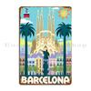Barcelona Spain Vintage Metal Sign Design Garage Living Room Printing Living Room Tin Sign Poster