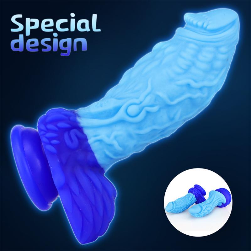 Blue Tyrant Mixed Color Liquid Silicone Big Penis Simulation Fake Penis Female Masturbation Device Anal Plug Adult Products