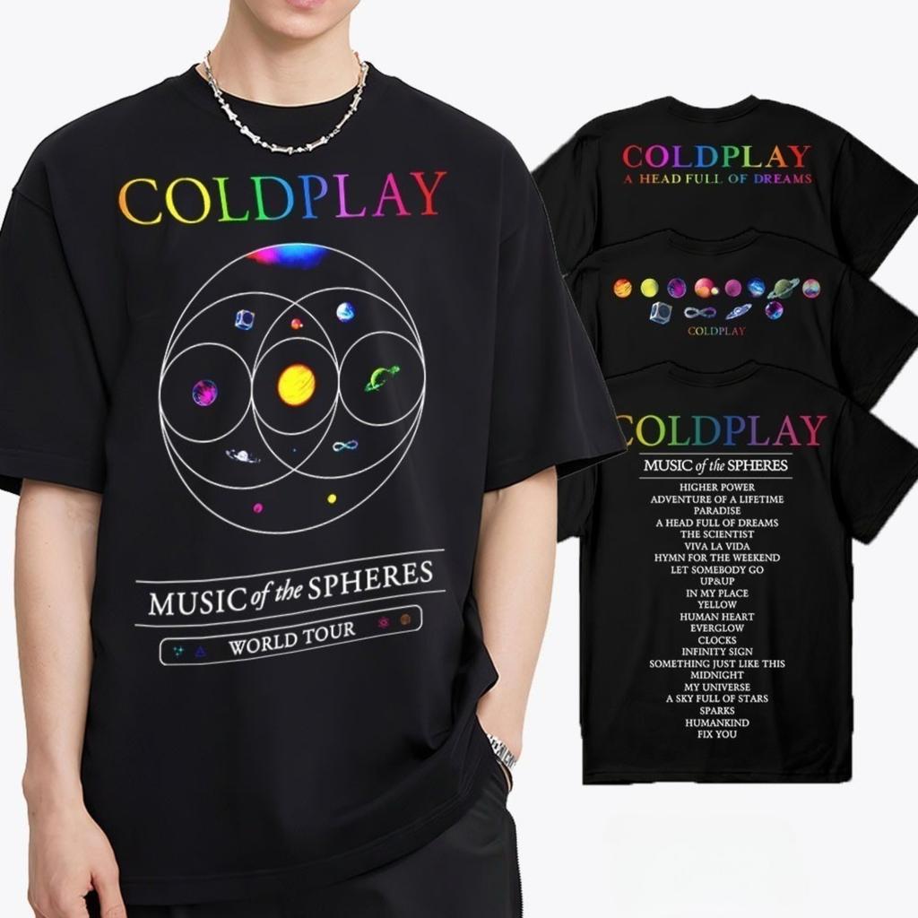 Футболки Cold-play Music of The Spheres World Tour 2025 Футболки из хлопка Тяжелая футболка с графическим принтом Mental Fashion Футболки с коротким рукавом унисекс