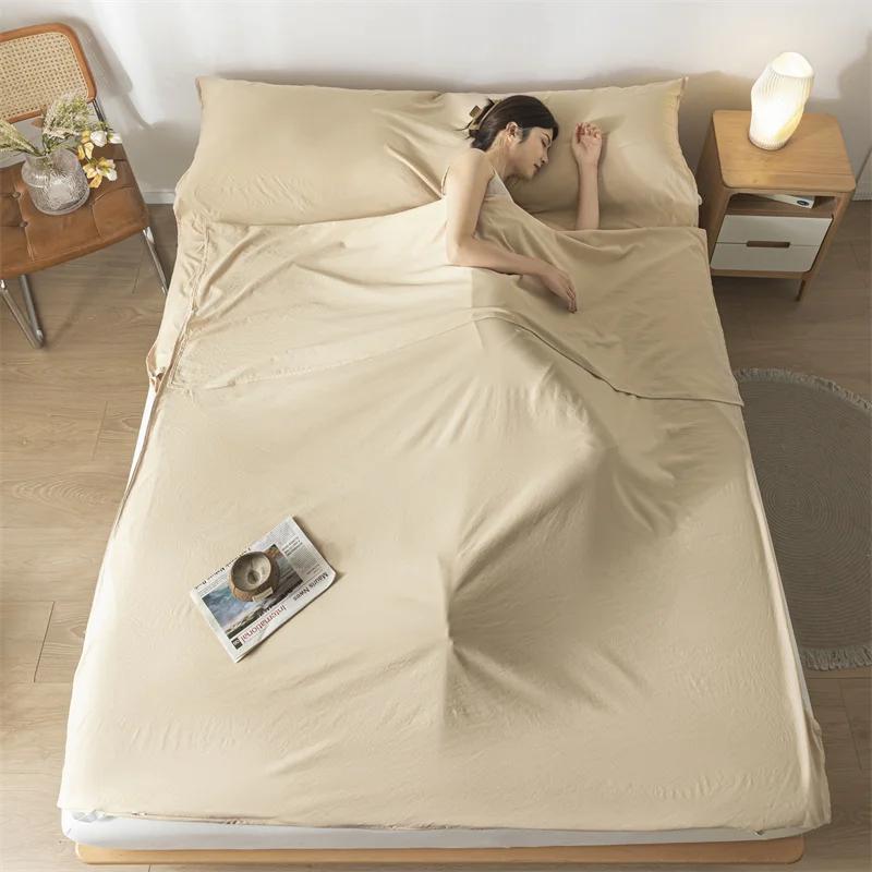 Легкий мытый хлопковый спальный мешок класса А, мягкий портативный дорожный спальный мешок для взрослых, грязеотталкивающая простыня для путешествий, отеля