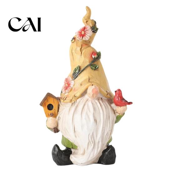 Courtyard Landscaping Gift Resin Garden Gnome Figurine, Hand Painted Red Cap with Watering Accents Can, Outdoor Yard Decor for Patio, Cute Home