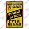 Decor My Garage Tin Sign Plaque Metal Plate Vintage Gift Wall Art Painting for Rule Man Cave Home  Bar Old Car Shop Poster