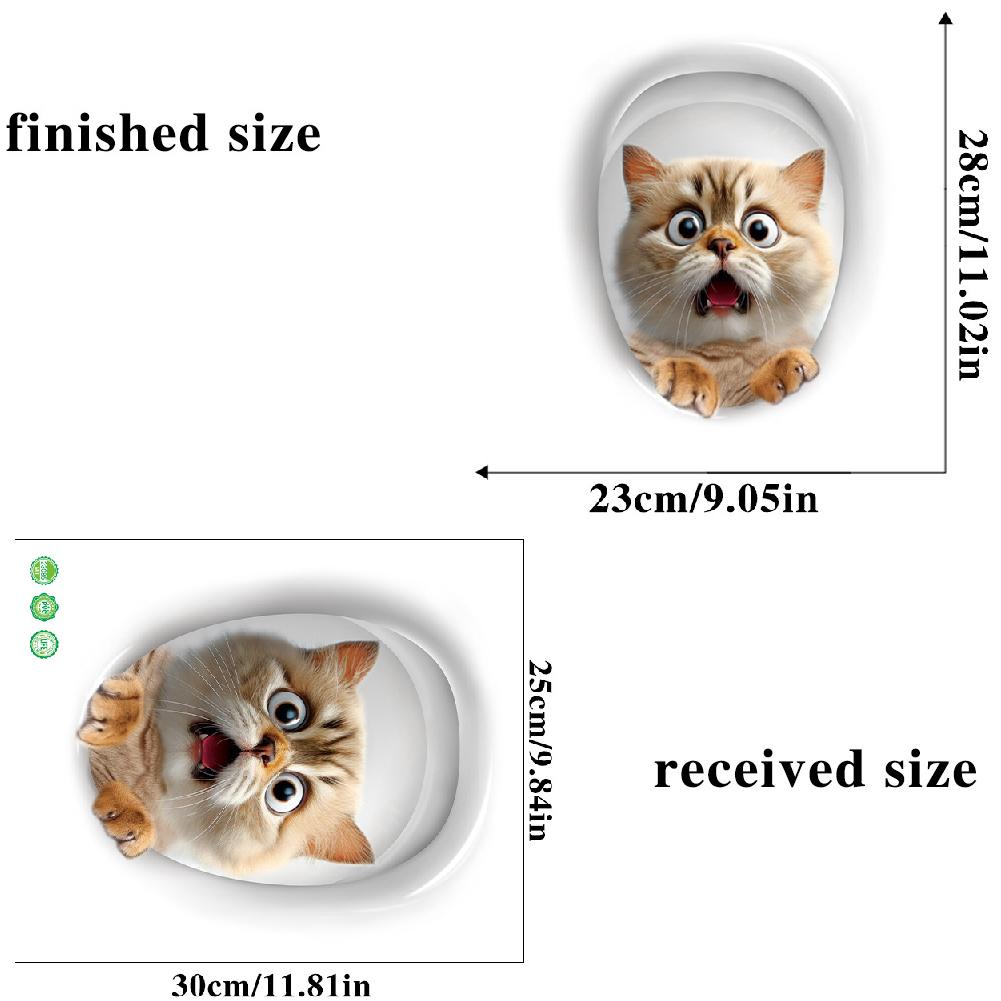 3D мультяшные яркие наклейки для туалета с котом, наклейки с милыми животными, собаками, белками для туалета, украшения ванной комнаты, водонепроницаемые наклейки