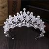 Large Vintage Silver Color Bridal Tiaras Crowns Headband Crystal Rhinestone Pageant Bride Hair Accessories Pearl Wedding Crown
