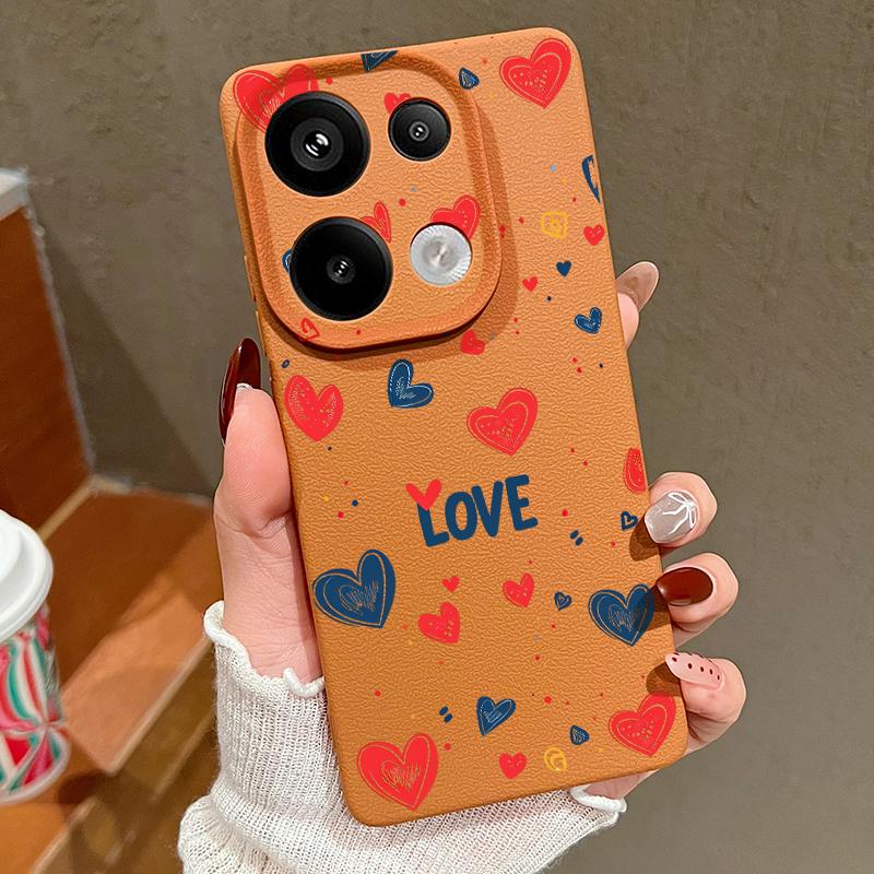 Мягкий силиконовый чехол с рисунком сердец любви для Xiaomi 13t Poco X6 M6 Pro Redmi Note 14 13 12 11 10 Pro, ударопрочный, кожаный, текстура, однотонный, тонкий чехол