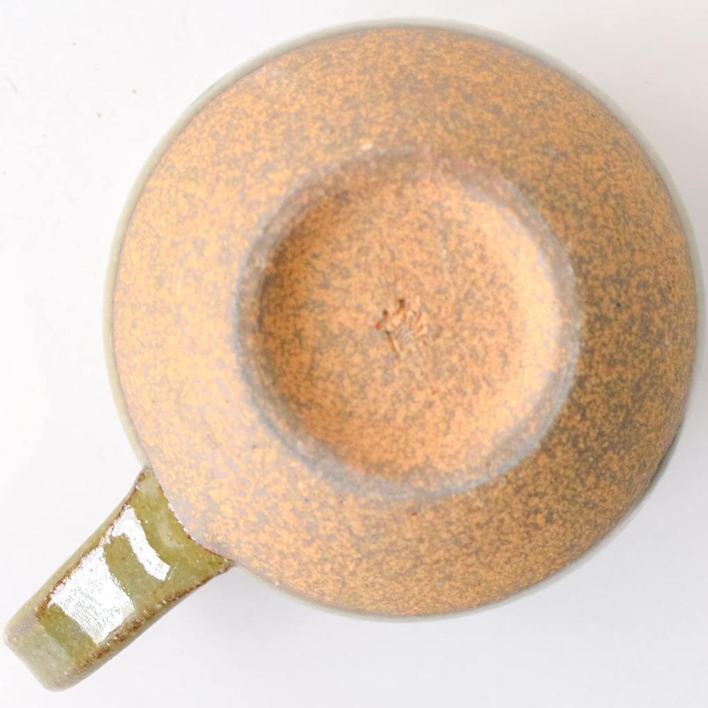 Bankoyaki Aigama "Esta" Rolling Mug, Approx. 210ml, Red Clay Bidro (Smoke Green), Microwave and Dishwasher Safe, Made in Japan, Model AGM-200016