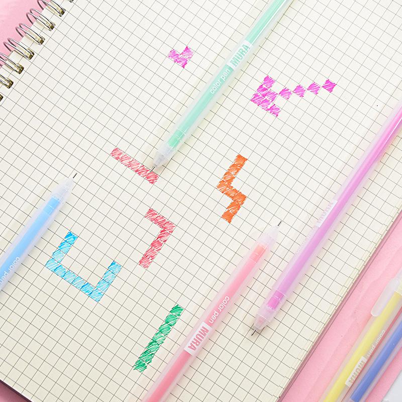 12pcs Color Gel Ink Pen Ballpoint 0.5mm Roller Ball Marker Liner Drawing Pens Office School D6127