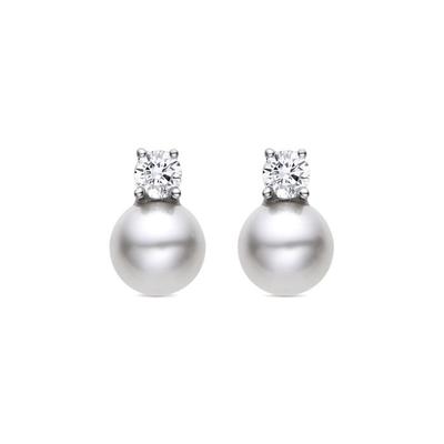 Серьги Luxenter из серебра 925 пробы с белой жемчужиной, покрытие родием - Sikon