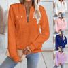 Women's Fashion Long Sleeve Solid Color Casual Collar Zipper Long Sleeve Sweatshirt