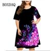 Элегантные женские модные платья с коротким рукавом, повседневные вечерние платья с цветочным принтом, свободная одежда, летние платья больших размеров, женские платья