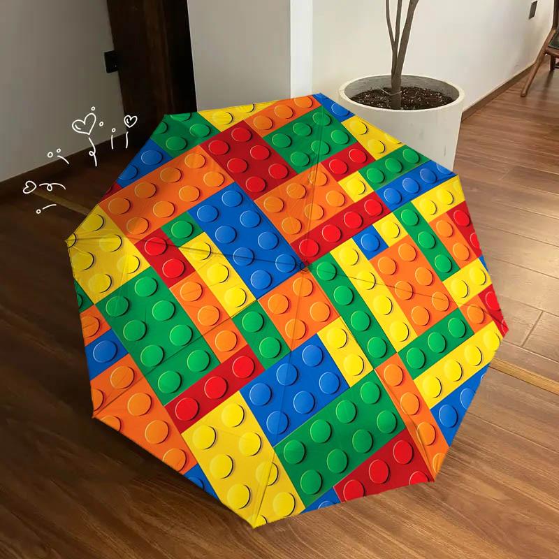 1pc Building blocks Themed High-quality Umbrella,Automatic Opening and Closing Umbrella,Multi-functional Umbrella G0811214
