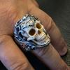 Retro Exaggerated and Domineering Skull Ring Hip-hop Fashion Halloween Men's Open Adjustment Ring