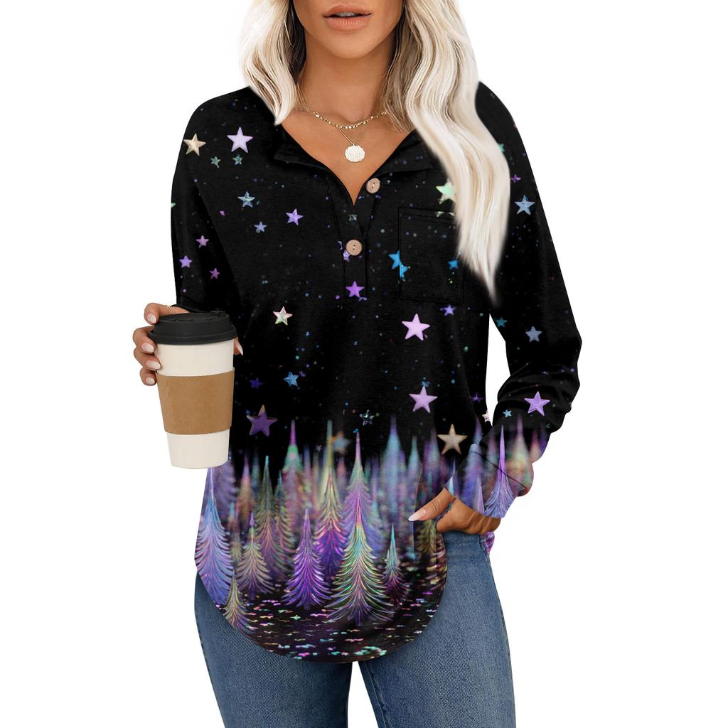 Women's Fashion Long Sleeve Christmas Loose Long Sleeve Casual Top