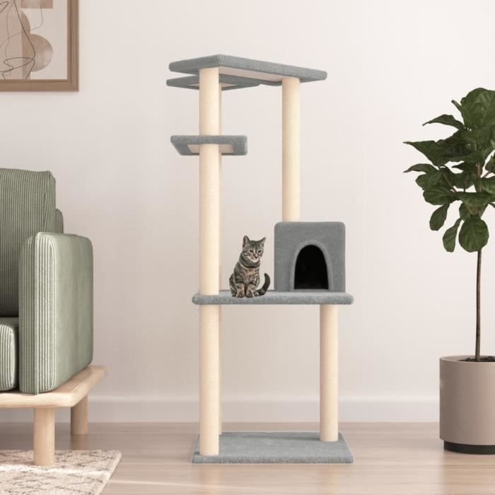 VidaXL Cat Tree with Sisal Scratching Posts Light Grey 123 Cm 171784