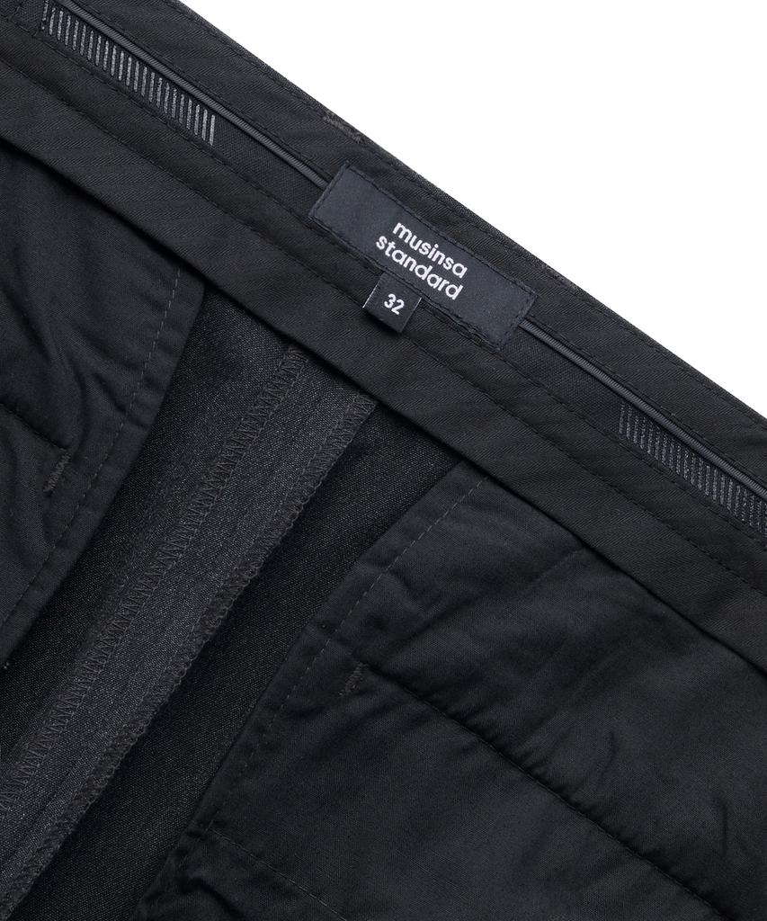 MUSINSA STANDARD Lightweight Tapered Hidden Elastic Waist Length Slacks [Charcoal Gray]