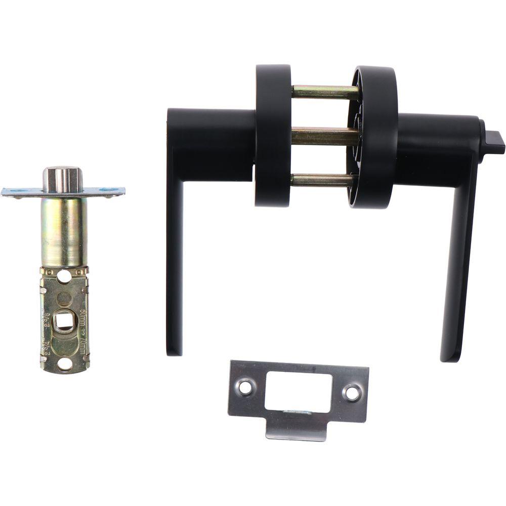 Матовая черная ручка-рычаг для двери, круглая дверная ручка, усиленная дверная ручка с замком, для спальни или ванной комнаты