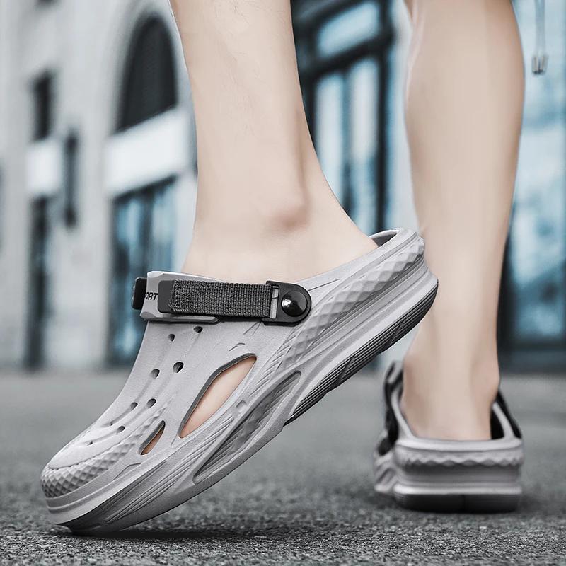 Модные летние мужские тапочки, платформа, сандалии для улицы, клоги, пляжные тапочки, шлепанцы, мужские домашние тапочки для помещений, обувь для ванной