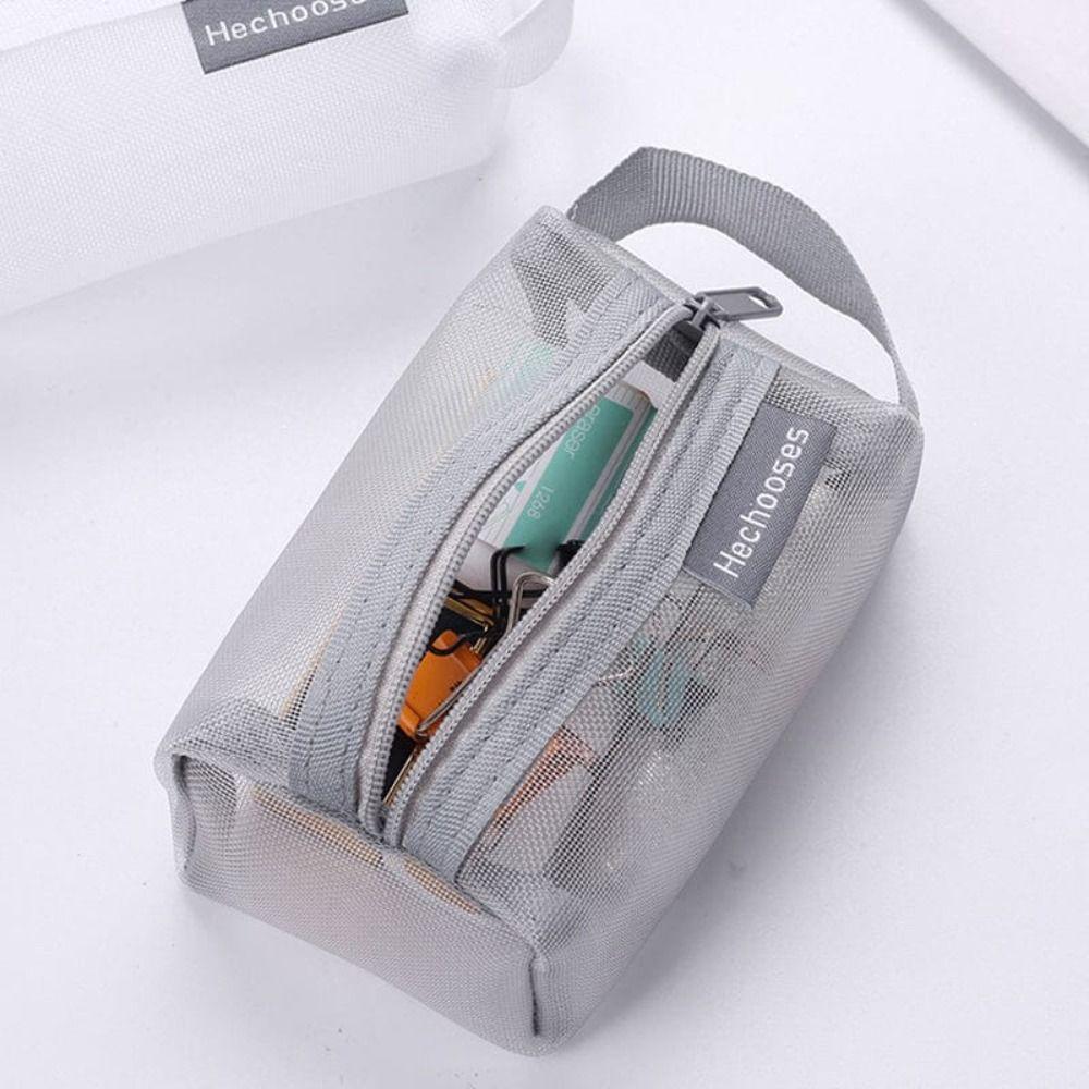 Breathable Mini Zipper Coin Purse Portable Key Bags Multipurpose Square Mesh Storage Pouch