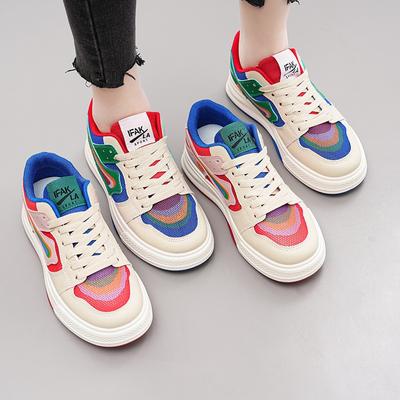 Новые женские туфли, сетчатые туфли Mandarin Duck Color Blocked Board Shoes, весенние и летние туфли на плоской подошве, женские повседневные туфли с выемками, белые туфли