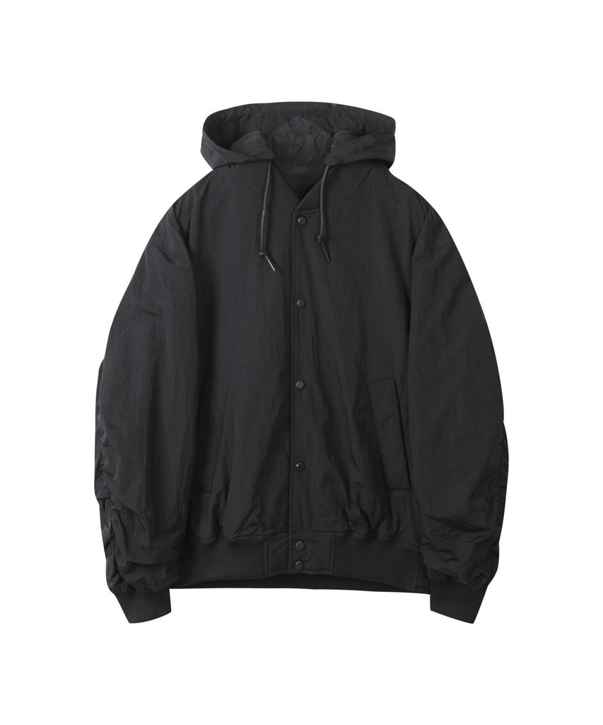 Customellow Black Detatchable Hood Ma-1 Bomber Cwuas25111Bkx