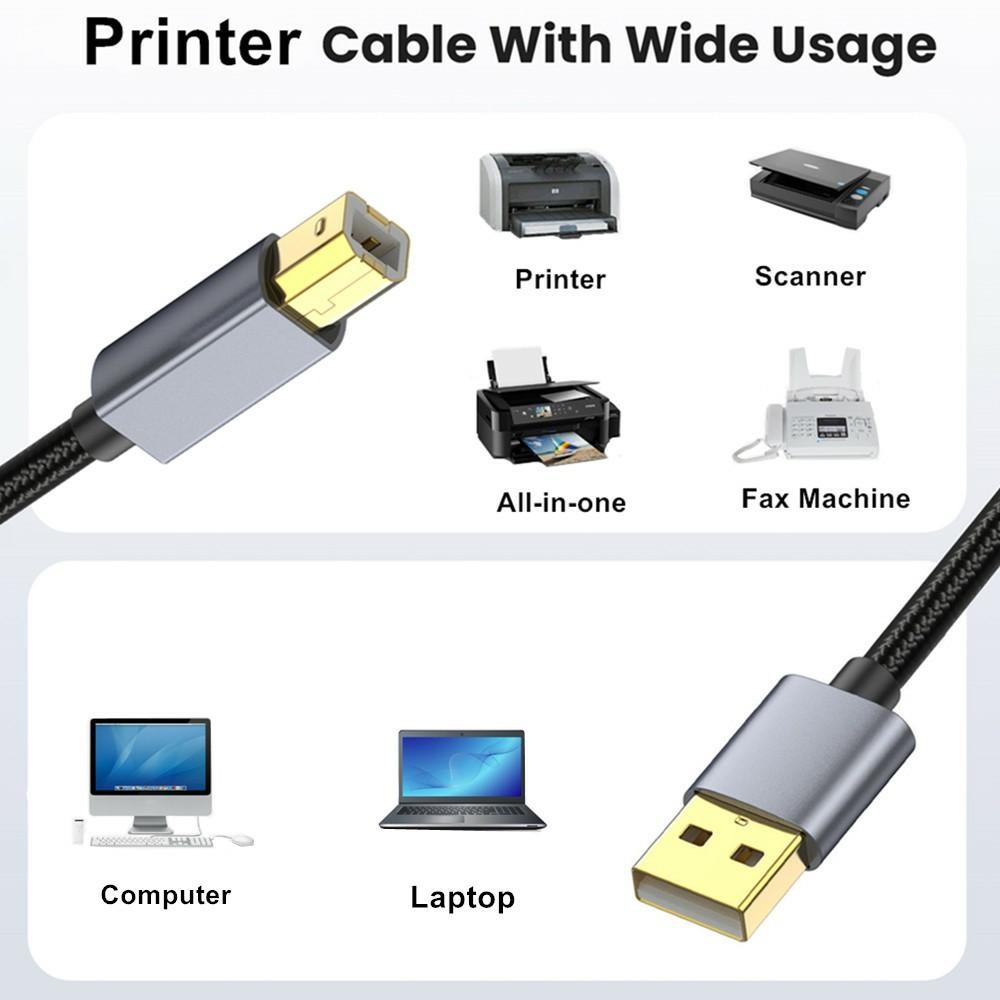 USB-кабель для принтера, длина 1,8 м, USB 2.0 тип A (папа) - тип B (папа), шнур для сканера для MIDI-контроллера