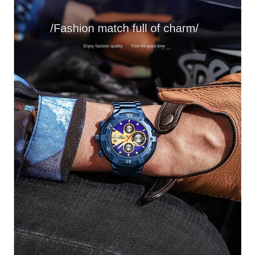 NIBOSI Новые многофункциональные мужские часы Модные деловые кварцевые часы